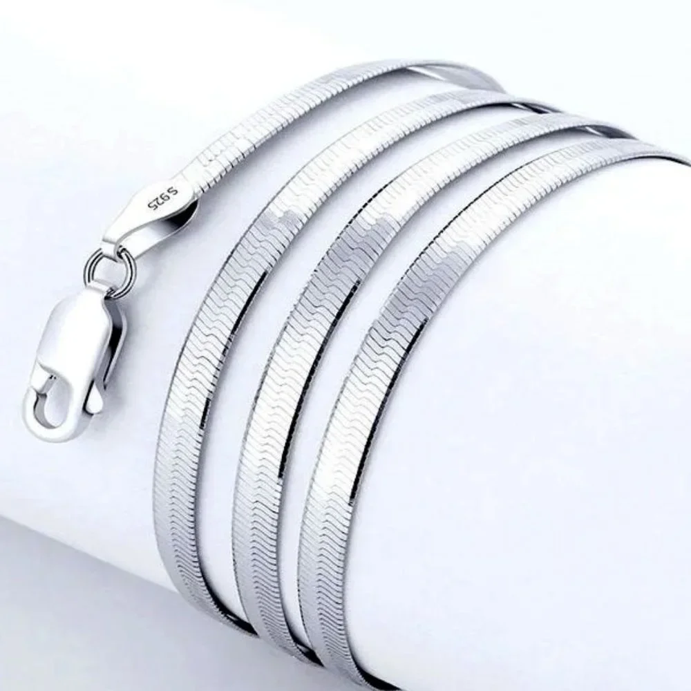 Luxurious 20 Inch Fine Herringbone Necklace, Stamped .925 Solid Sterling Silver - Picture 3 of 8